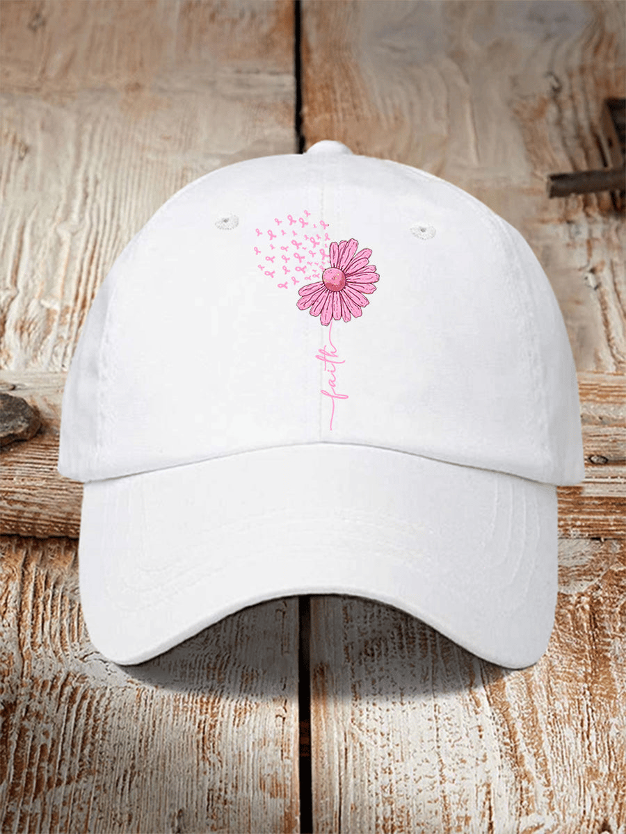 Unisex Breast Cancer Faith Print Baseball Cap