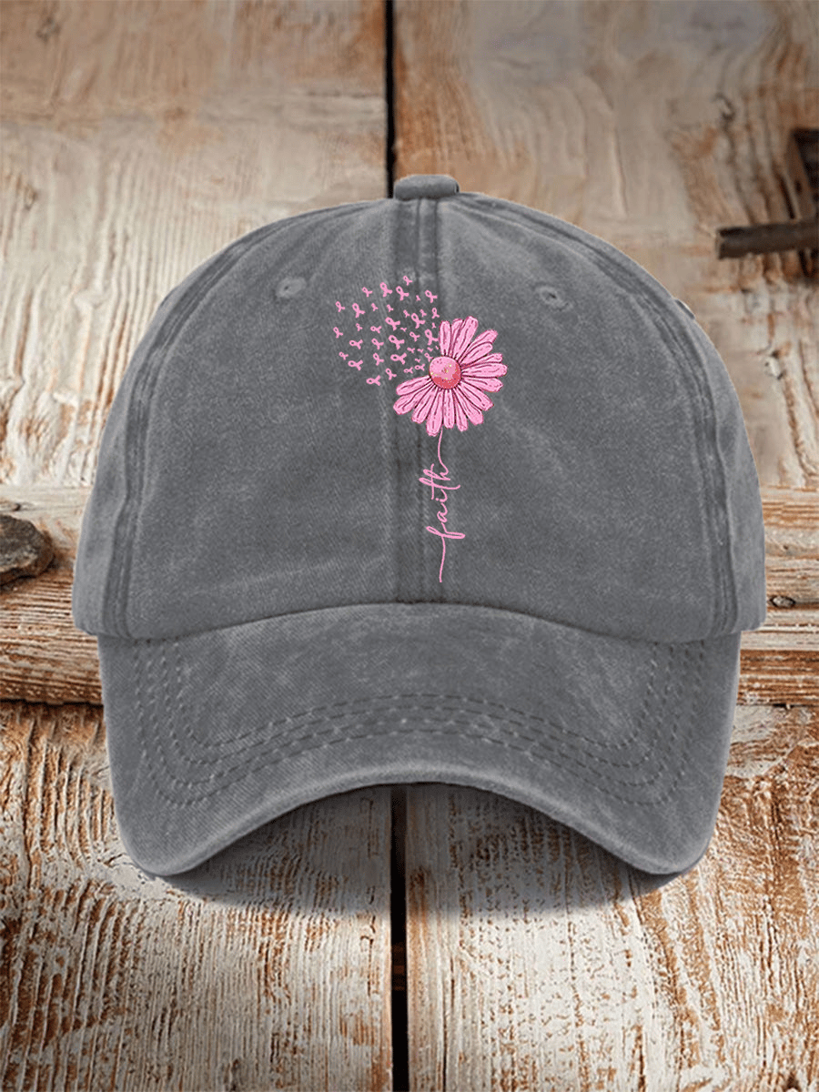 Unisex Breast Cancer Faith Print Baseball Cap