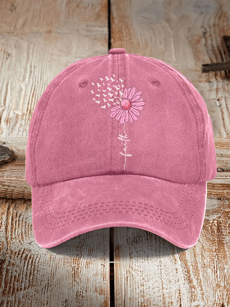 Unisex Breast Cancer Faith Print Baseball Cap