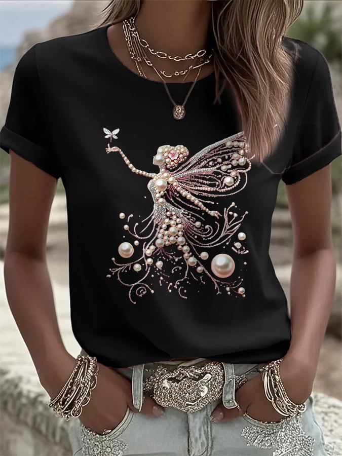 Women's sequin print casual T-shirt