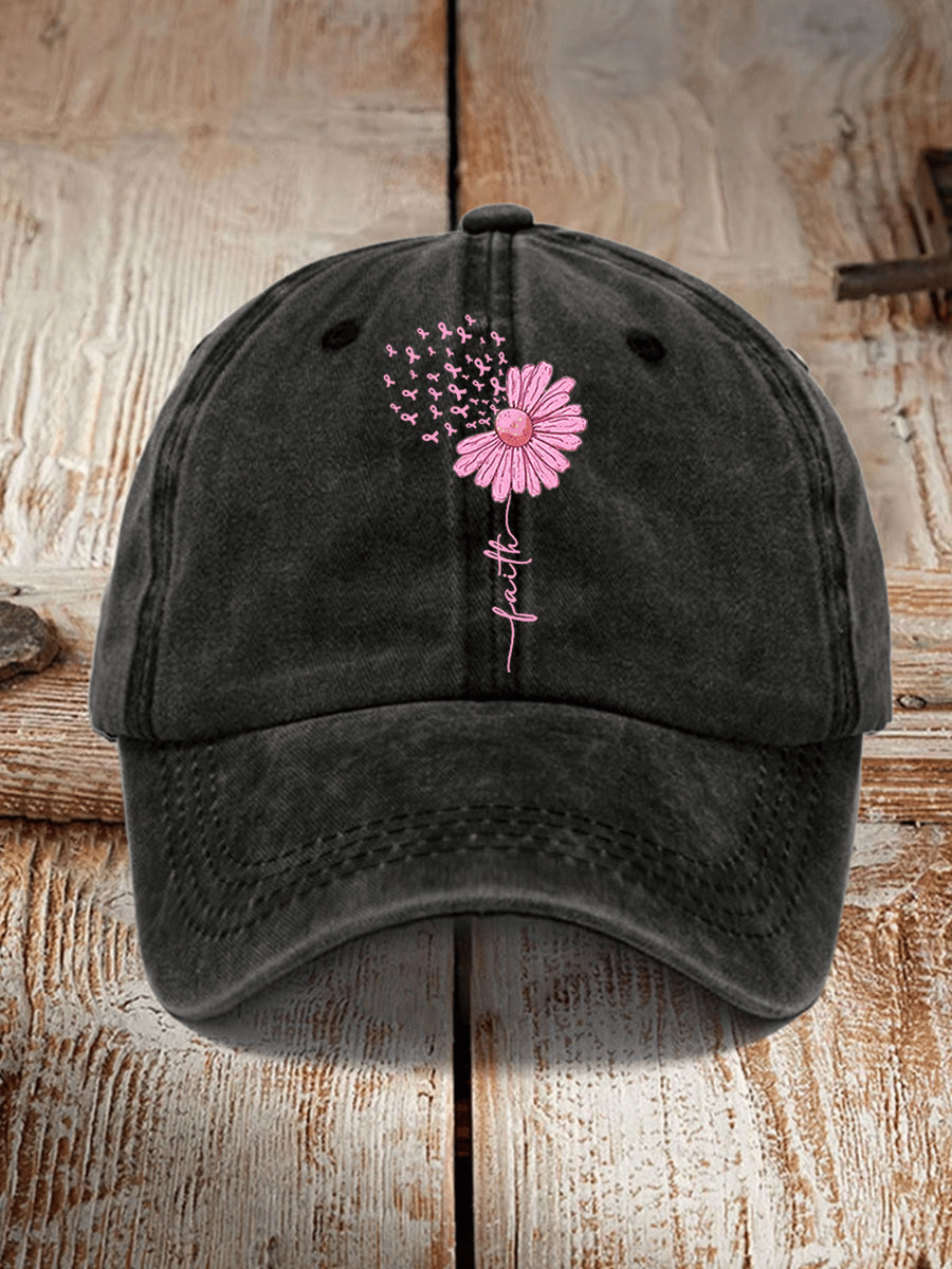 Unisex Breast Cancer Faith Print Baseball Cap