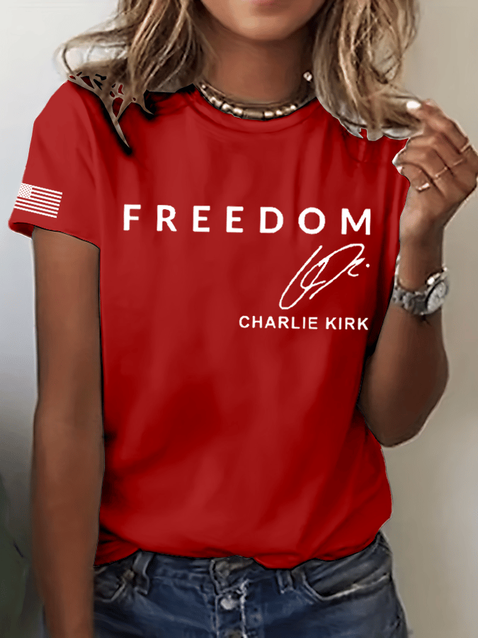 Women's Freedom Print Crew Neck T-Shirt