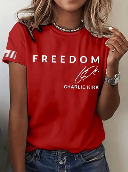 Women's Freedom Print Crew Neck T-Shirt