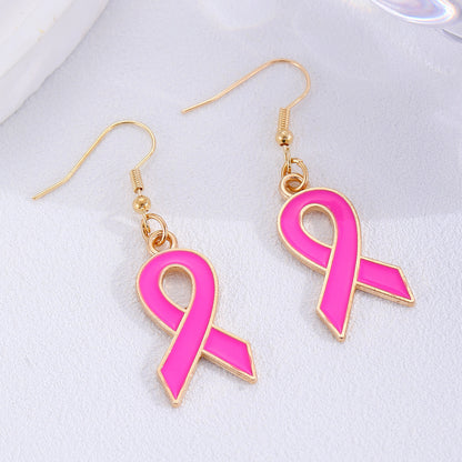 Drip Oil Pink Ribbon Earrings