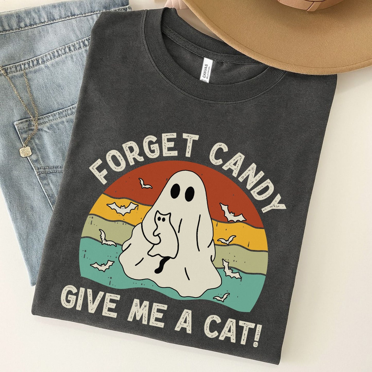 Forget Candy Give Me A Cat Unisex Premium Bella Canvas 3001 T-Shirt