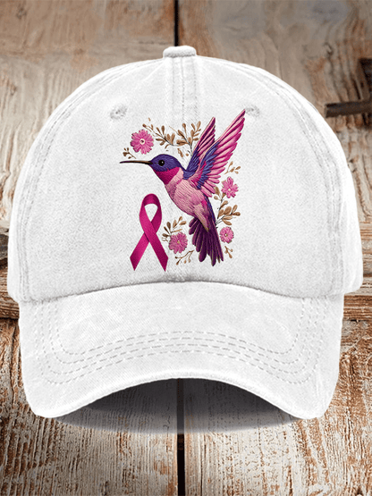Breast Cancer Awareness Hummingbird Print Hat
