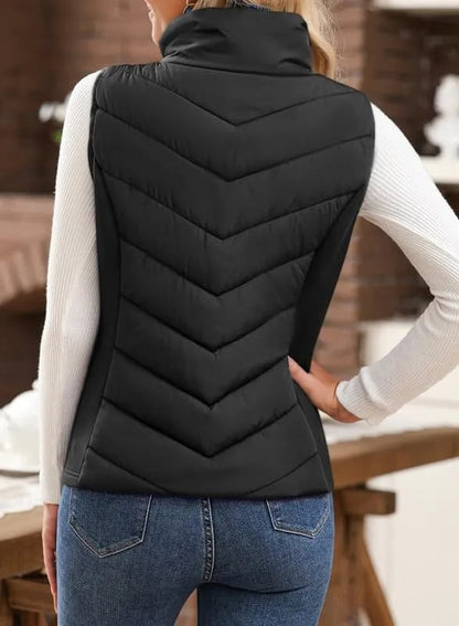 Limited time sale🔥Womens Sleeveless Zip Up Outerwear Stand Collar Quilted Puffer Vest(buy 2 free shipping)