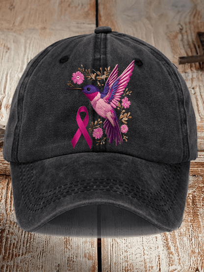 Breast Cancer Awareness Hummingbird Print Hat