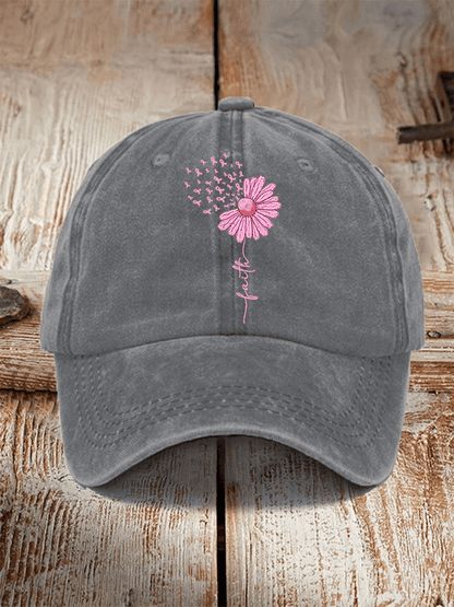 Unisex Breast Cancer Faith Print Baseball Cap
