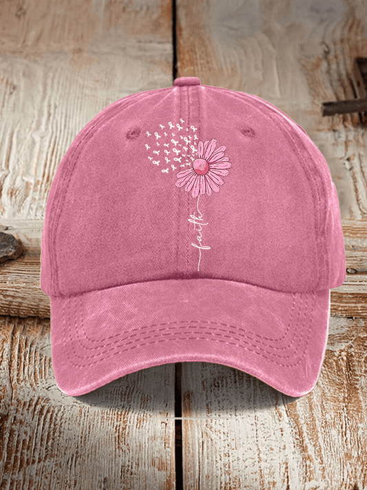 Unisex Breast Cancer Faith Print Baseball Cap