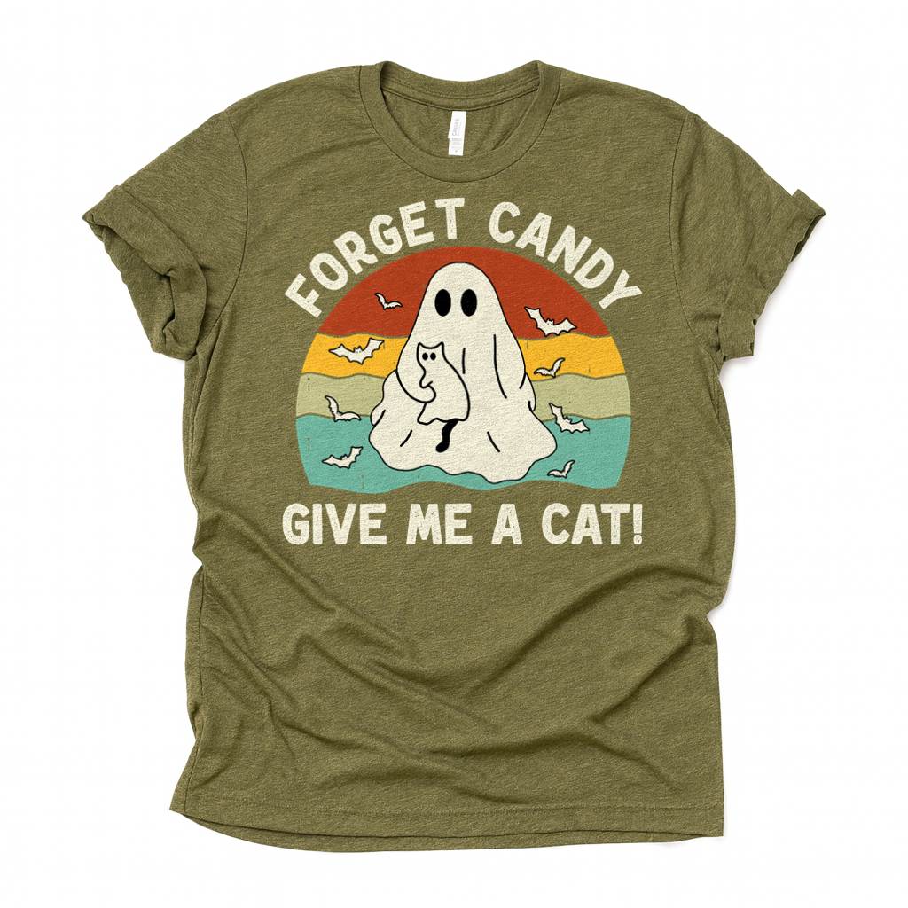Forget Candy Give Me A Cat Unisex Premium Bella Canvas 3001 T-Shirt
