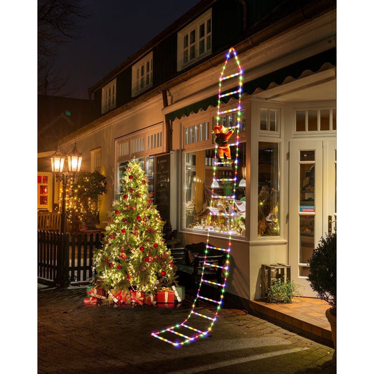 10FT LED Santa Claus Climbing Ladder Lights – USB Powered Christmas Outdoor &amp; Indoor Decoration (338 LEDs, 8 Modes) VNP