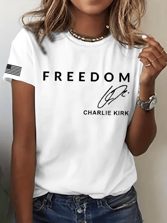 Women's Freedom Print Crew Neck T-Shirt