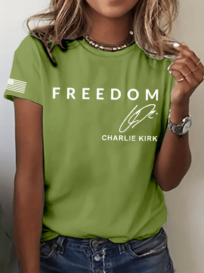 Women's Freedom Print Crew Neck T-Shirt