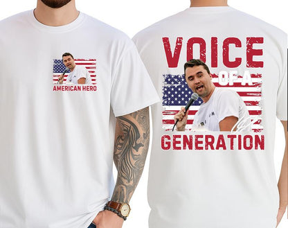 Charlie Kirk Voice of a Generation Tee, Unisex T-shirt, Men's Women's Shirt, Gift for Fan