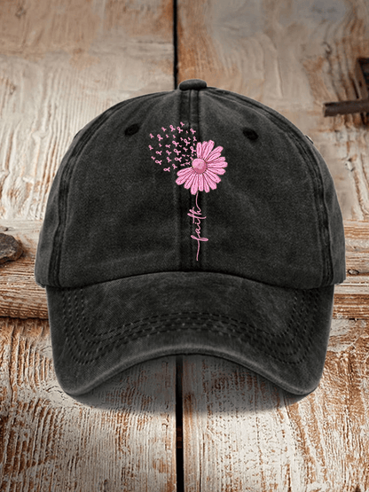 Unisex Breast Cancer Faith Print Baseball Cap