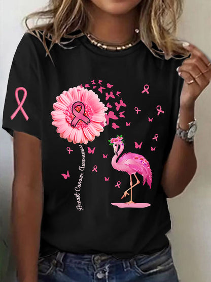 Women's Breast Cancer Print Casual T-Shirt